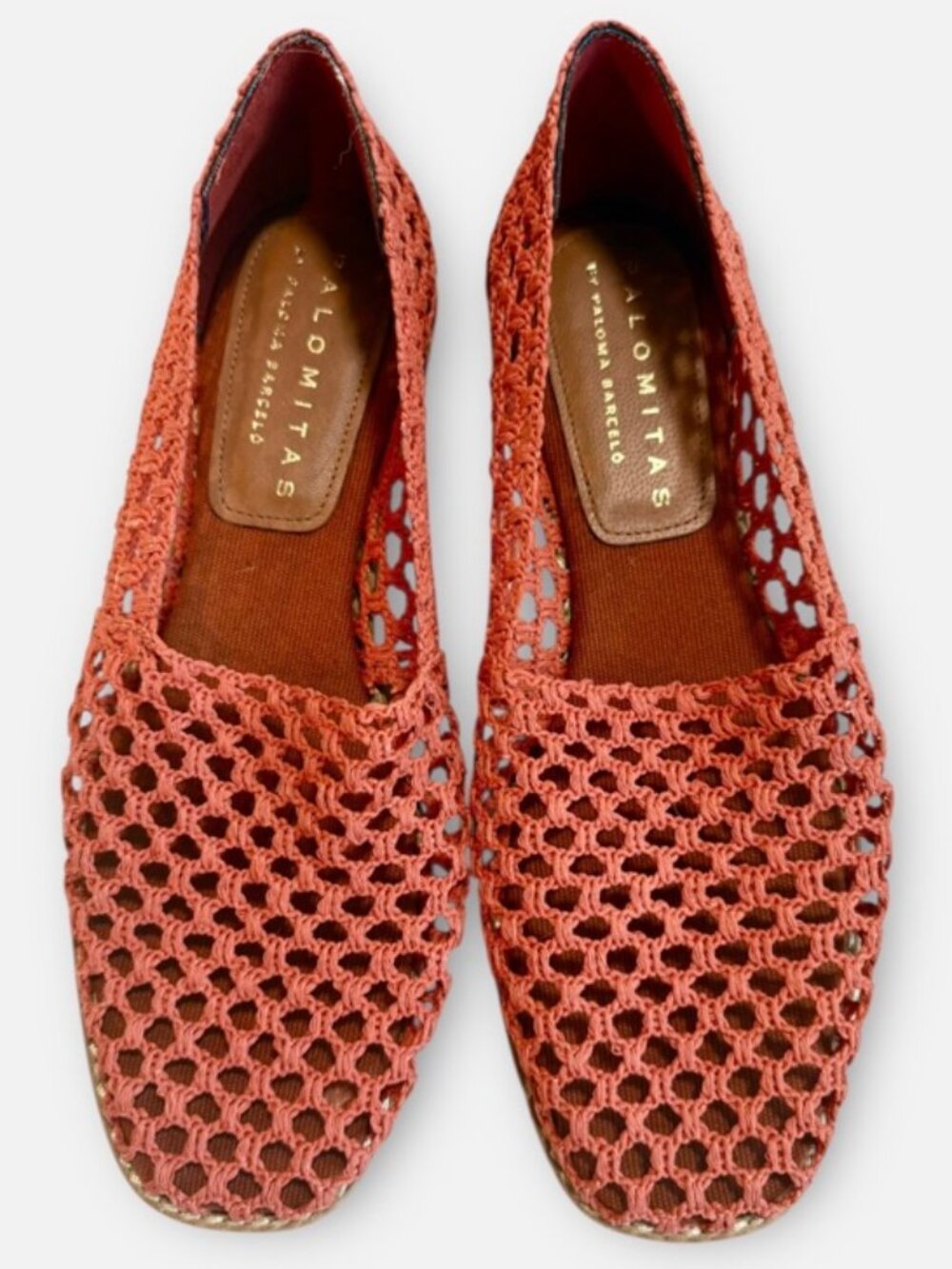 NWT Palomitas by Paloma Barceló Belma Terracotta Mesh Slip On Espadrilles EU 39